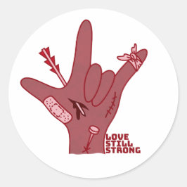 ASL ILY Design - Liebe verwundet, aber noch stark Runder Aufkleber