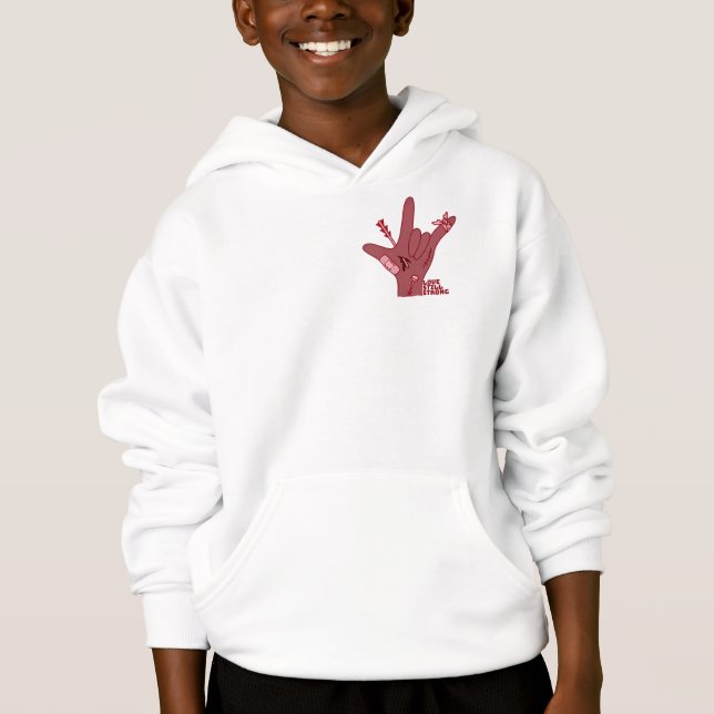 ASL ILY Design - Love Wounded But Still Strong Hoodie (Vorderseite)