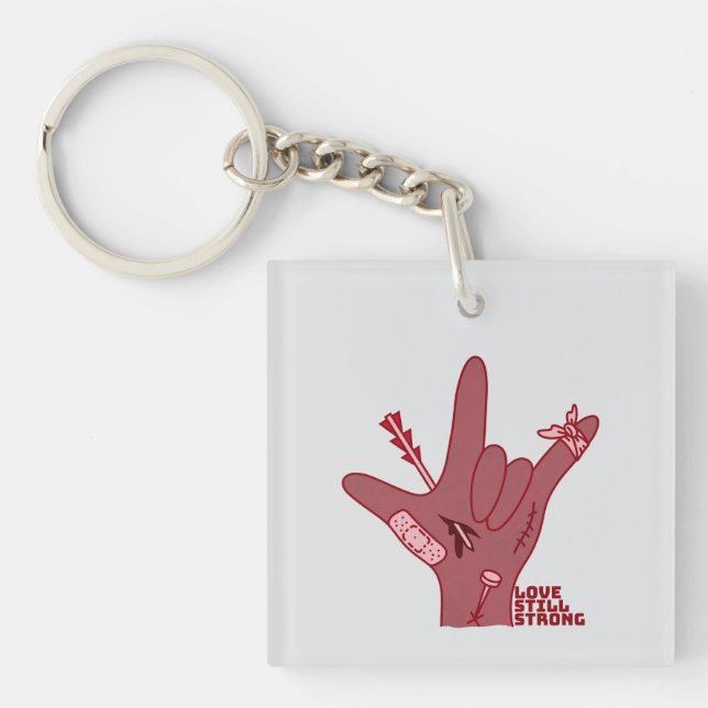 ASL ILY Design - Love Wounded But Still Strong Schlüsselanhänger (Vorderseite)
