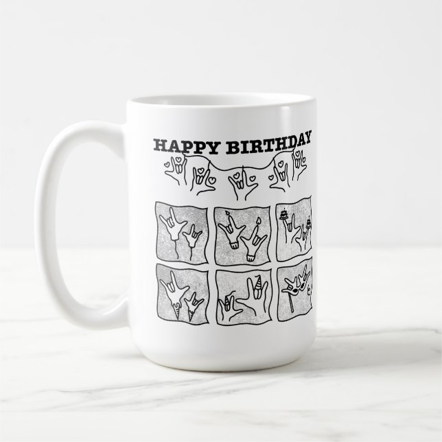 ASL ILY Obsession - Happy Birthday!  Kaffeetasse (Links)