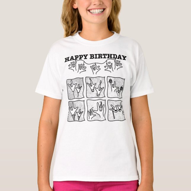 ASL ILY Obsession - Happy Birthday!  T-Shirt (Vorderseite)