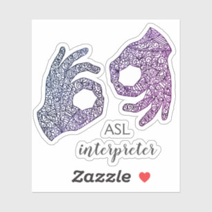 ‚ASL Interpreter‘, kundenspezifisch geschnitten, V Aufkleber