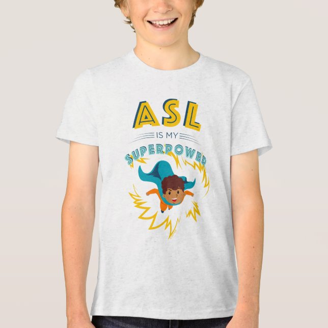ASL ist meine Supermacht Tri-Blend Shirt (Vorderseite)