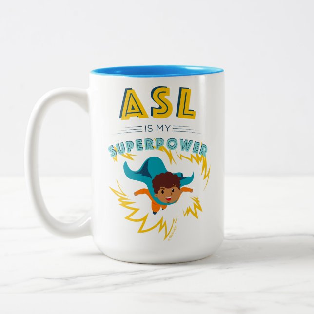 ASL ist meine Supermacht Zweifarbige Tasse (Links)