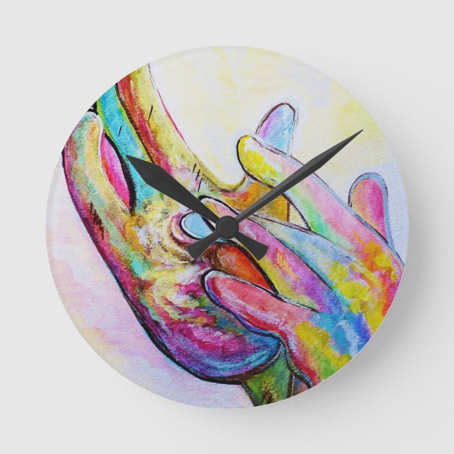 ASL Jesus Runde Wanduhr (Vorderseite)