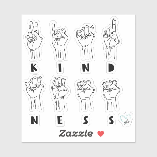ASL Kindness Hand Sign Language © GraphicLoveShop Aufkleber (Blatt)