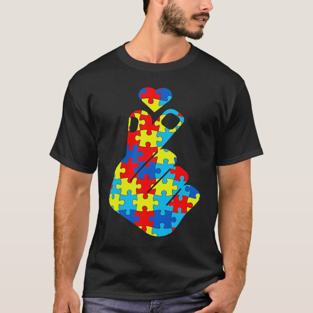ASL Korean Love Sign Language Autism Awareness Sup T-Shirt (Vorderseite)