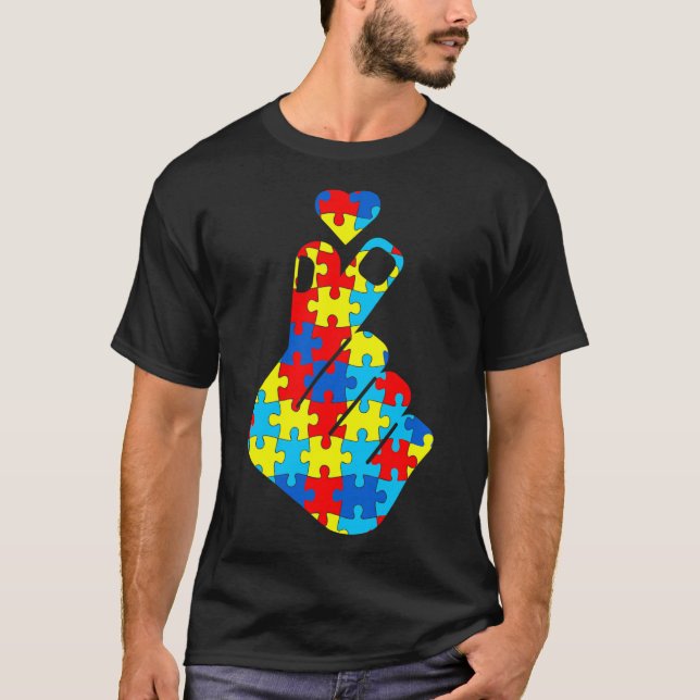 Asl Korean Love Sign Language Autism Awareness Sup T-Shirt (Vorderseite)