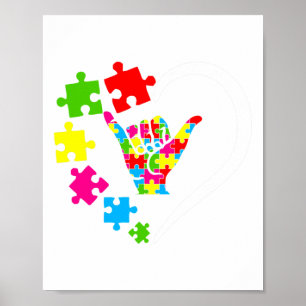 ASL Liebe Autism Awareness Day Apple Sign Language Poster