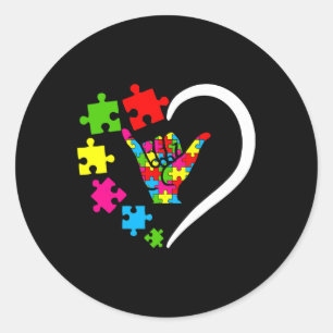 ASL Liebe Autism Awareness Day Apple Sign Language Runder Aufkleber