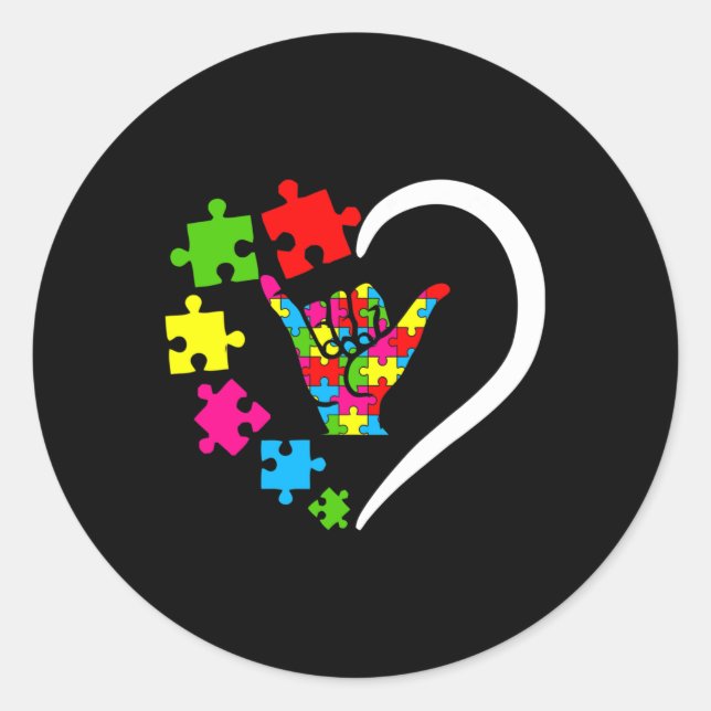 ASL Liebe Autism Awareness Day Apple Sign Language Runder Aufkleber (Vorderseite)