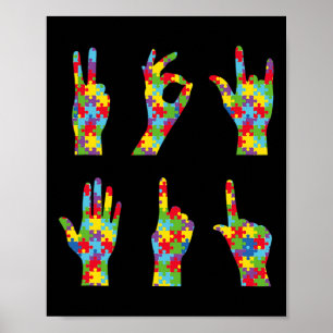 Asl Liebe Gebärdensprache Autismus Bewusstsein Poster