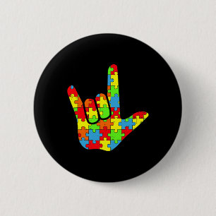 Asl Liebe Gebärdensprache Autismus Bewusstsein Puz Button