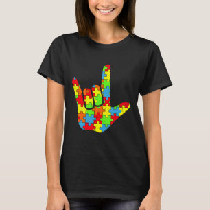 Asl Liebe Gebärdensprache Autismus Bewusstsein Puz T-Shirt