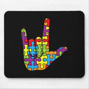 ASL Liebe Gebärdensprache Autistisches Puzzle Auti Mousepad