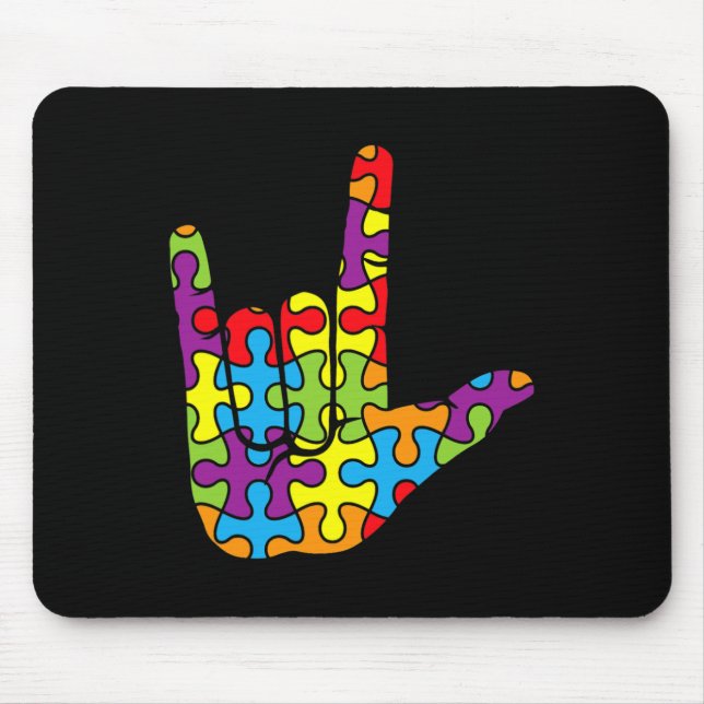 ASL Liebe Gebärdensprache Autistisches Puzzle Auti Mousepad (Vorne)
