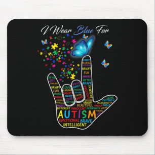 ASL Liebe Gebärdensprache Hand I tragen Blau für A Mousepad