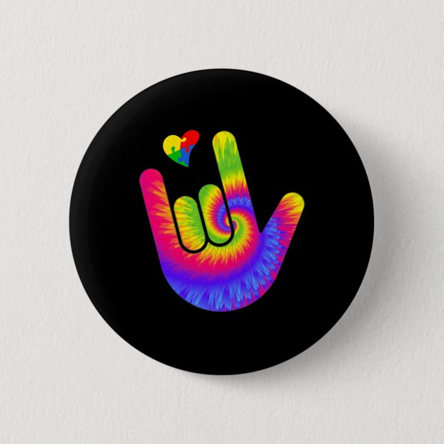 ASL Liebe Gebärdensprache Handautismus Bewusstsein Button (Vorderseite)