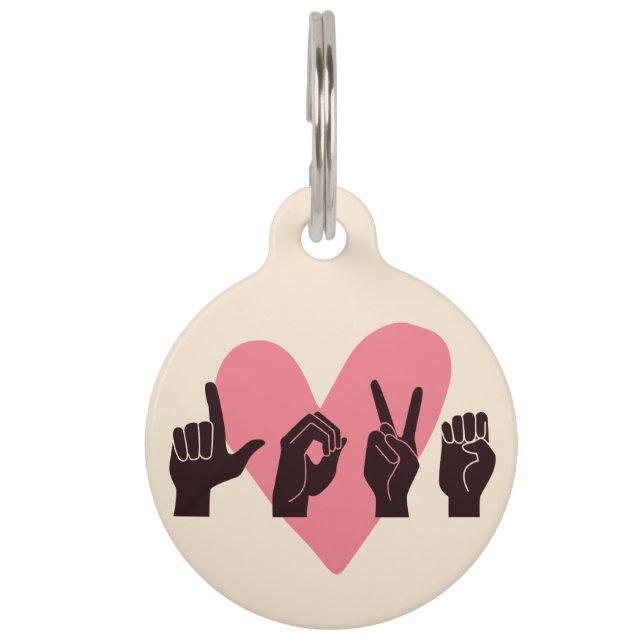 ASL Liebe IV - Valentinstag Haustiermarke (Vorderseite)