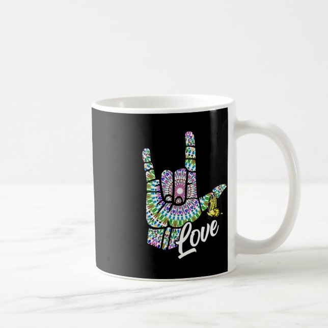 ASL Liebe Sie geben Gebärdensprache Butterfly Deaf Kaffeetasse (Rechts)