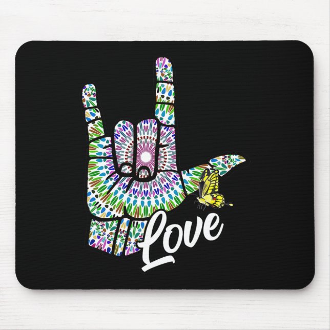 ASL Liebe Sie geben Gebärdensprache Butterfly Deaf Mousepad (Vorne)