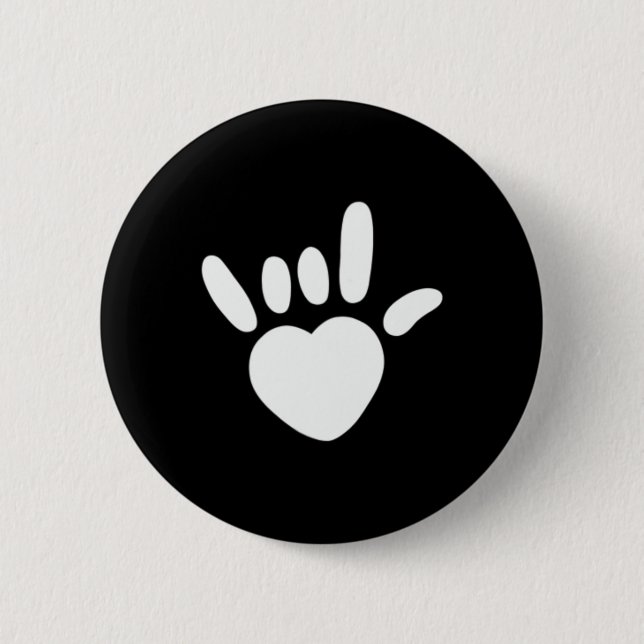 ASL Liebe Sign American Sign Language Deawarenes Button (Vorderseite)