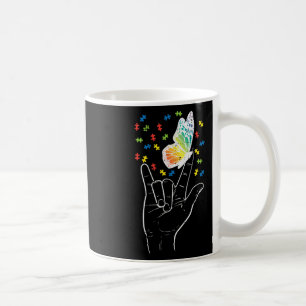 Asl Liebe Sign Butterfly Puzzle Autismus Bewusstse Kaffeetasse
