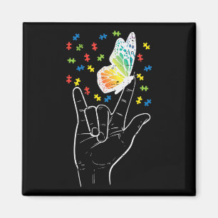 Asl Liebe Sign Butterfly Puzzle Autismus Bewusstse Magnet