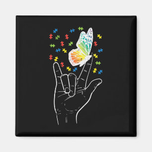 Asl Liebe Sign Butterfly Puzzle Autismus Bewusstse Magnet