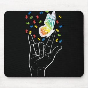Asl Liebe Sign Butterfly Puzzle Autismus Bewusstse Mousepad