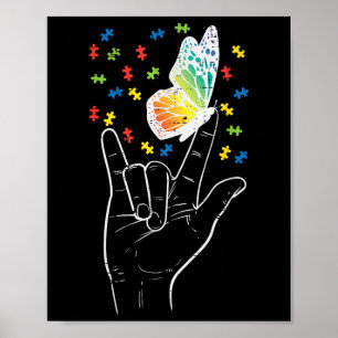 Asl Liebe Sign Butterfly Puzzle Autismus Bewusstse Poster