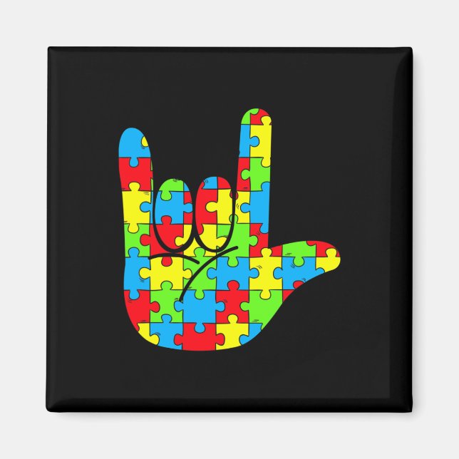 ASL Liebe Signage Language Autismus Awareness Magnet (Vorne)