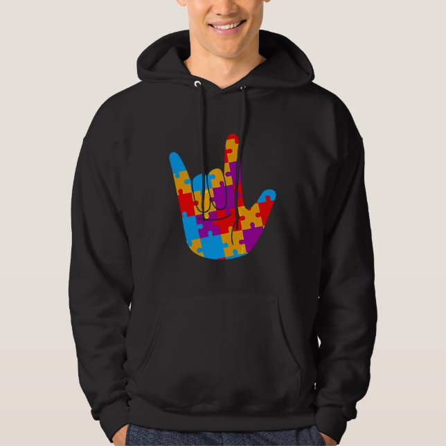 Asl Liebe Signage Language Autismus Awareness Supp Hoodie (Vorderseite)