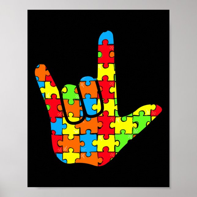 ASL Liebe Signage Language Autismus Geschenkgutsch Poster (Vorne)