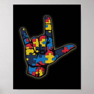 ASL Liebe Signature Language T-Shirt Autismus Sens Poster