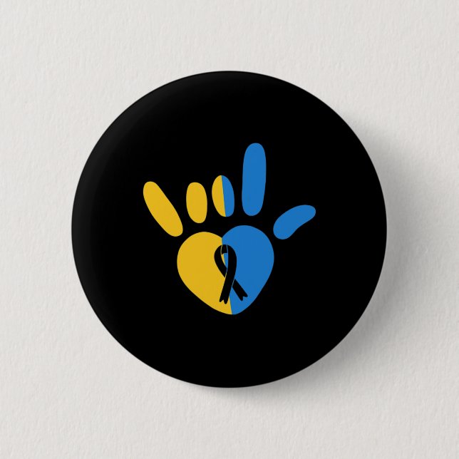 ASL Liebe Signieren Non-verbal Down Syndrome Aware Button (Vorderseite)