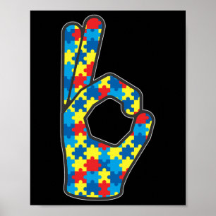 Asl Liebe signierter Autismus Geschenkgutschrift Poster