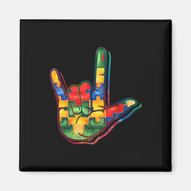 ASL Liebe Signing Language Autismus Awareness Supp Magnet (Vorne)