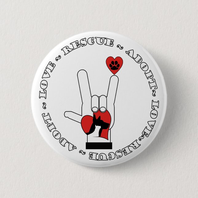 ASL - LIEBE-ZEICHEN - ADOPTIEREN SIE - RETTUNG - BUTTON (Vorderseite)