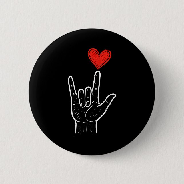 Asl Liebeshandzeichen Herz Valentinstag Männer Fra Button (Vorderseite)