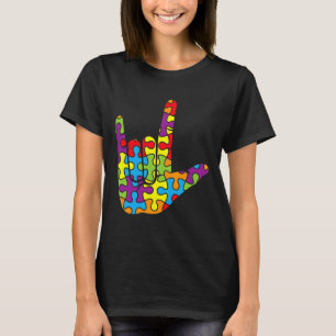 Asl Liebessprache Autistisches Puzzle Autismusbewu T-Shirt