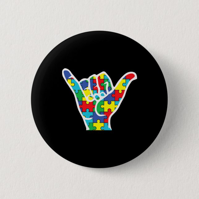 Asl Liebeszeichen Hand Autismus-Bewusstsein Mutter Button (Vorderseite)