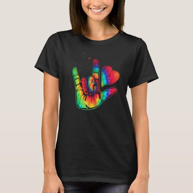 ASL Love Sign Language Autism Awareness Support  2 T-Shirt (Vorderseite)