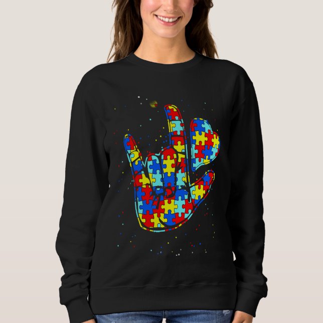 ASL Love Sign Language Autism  Awareness Support   Sweatshirt (Vorderseite)