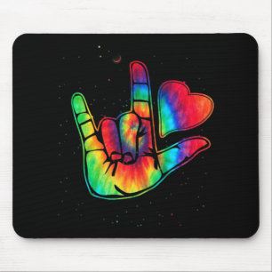 ASL Love Sign Language Hand Autism Awareness Suppo Mousepad