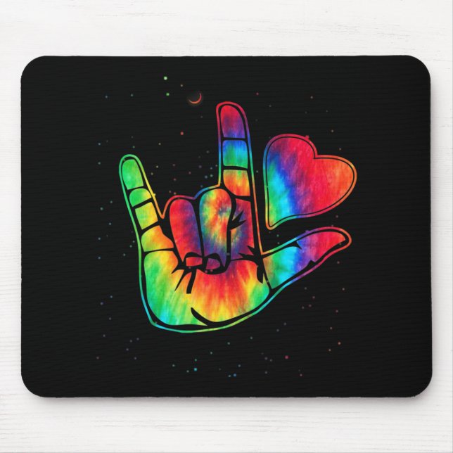 ASL Love Sign Language Hand Autism Awareness Suppo Mousepad (Vorne)
