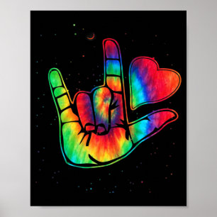 ASL Love Sign Language Hand Autism Awareness Suppo Poster