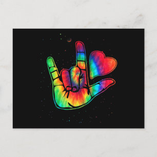 ASL Love Sign Language Hand Autism Awareness Suppo Postkarte