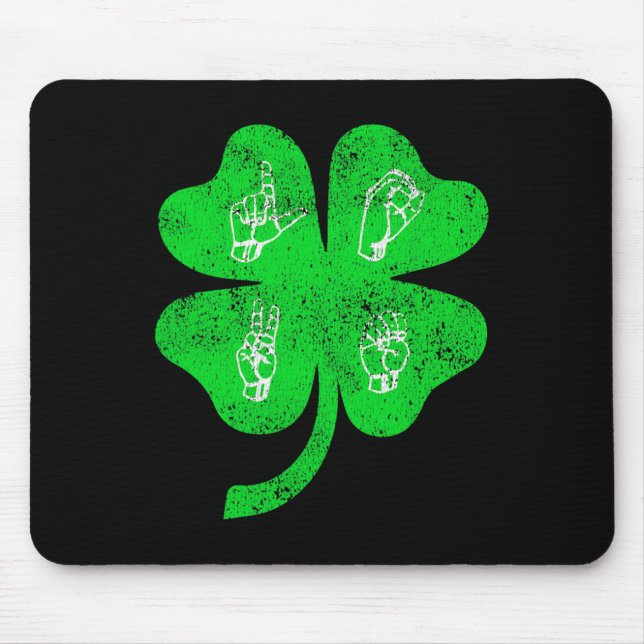 Asl Love Sign Language St Patrick's Day Deaf Aware Mousepad (Vorne)