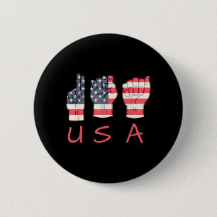 ASL Patriotische Mutter USA Gebärdensprachlehrerin Button